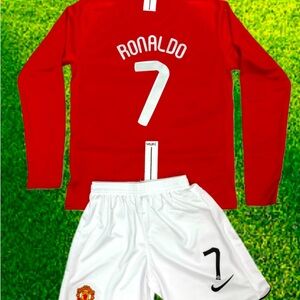 YOUTH Ronaldo Nike Retro Long Sleeve (Jersey + Shorts) Kids Kit (MEDIUM) (26)